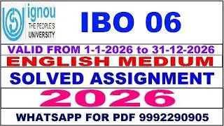 IBO 06 solved assignment 2026 in English || ibo 06 solved assignment 2026 || ignou ibo06 2026