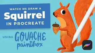 Drawing a Squirrel in Procreate: My Step-By-Step Process in Digital Gouache (#shorts)