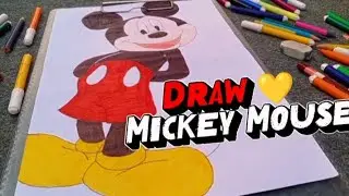 Draw Mickey Mouse 💛|| Satisfying Colouring Video 