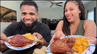 Turkey Legs, Beef Meatballs, Buffalo Chicken Dip and Low Fat Mac and Cheese. #mukbang #asmr #eating