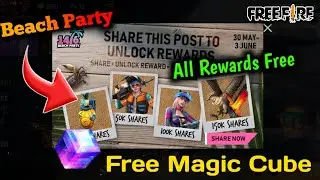 Beach Party Event Share This Post To Unlock The Rewards Flacon Pet, Summer Bundle & More Free Fire