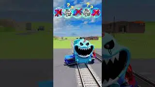 😱Angry Poppy Playtime Trains VS Giant and Tiny Cringe McQueen Cars: Ultimate Clash! - BeamNG.drive
