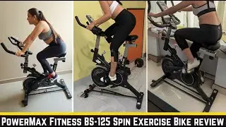 PowerMax Fitness BS-125 Spin Exercise Bike for Home use Max Weight capacity benefit installation.