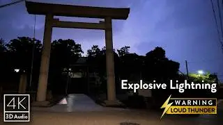 Terrifying Thunderstorm in Japan | Night Walk with Explosive Lightning and Heavy Rain | 4K ASMR