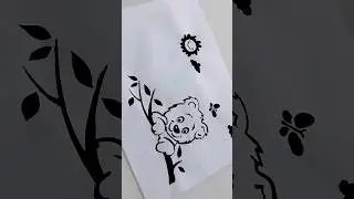 How to make cartoon in the wall of the child's bedroom 🤗 / Easy black color drawing /#shorts