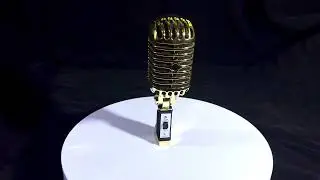 Golden retro microphone