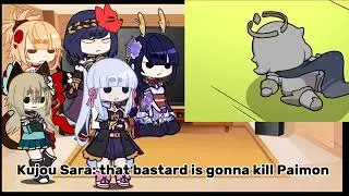Genshin Impact Inazuma Female react to Paimon vs Arataki Itto vs Raiden Shogun