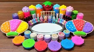 Slime mixing rainbow glossy bowl &ndash; nails, glitter, makeup sounds #76