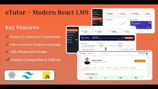 eTutor - React & Tailwind LMS with Student & Instructor Dashboards   #education #lmssoftware