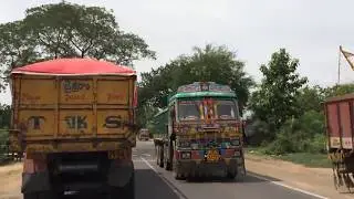 Moranchapally Village Scene - Lorries on Road- Bhupalpally