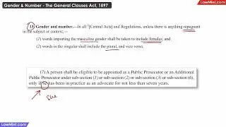 Gender Number Section 13 The General Clauses Act 1897