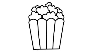 How to draw POPCORN 🍿🤩 VERY EASY! ✏️ | Small Artists