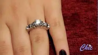 Classy engagement ring with high polished solid shank and round cz  -item#986