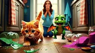 Naughty Kitten & Baby Dragon's Glitter Disaster (Funny Panic!)