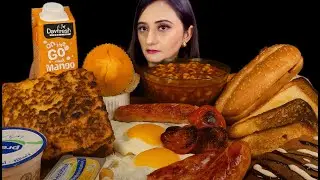 ASMR FULL ENGLISH BREAKFAST (EATING SOUNDS) NO TALKING | UZZU EATS