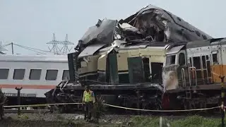 Aftermath of deadly train collision on Indonesia&rsquo;s main island of Java