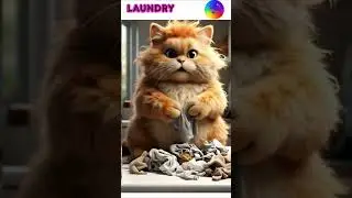 Fluffy Orange Cat Folds Laundry: The Cutest Chore You'll See Today!