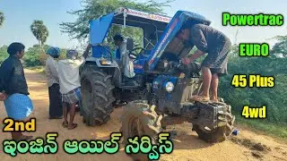 Tractor Engine Oil Service | Powertrac Euro 45 Plus 4wd | Powertrac Tractors Telugu | BNR
