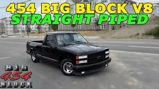 1993 Chevy 1500 454 Big Block V8 Exhaust Sound w/ Straight Pipes!
