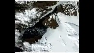 Satellite image time-lapse of Petermann Glacier, Greenland, during 2010 (including calving event)
