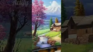 Beautiful rural landscape #oilpainting #landscapepainting #paintingtutorial #homehangingpainting