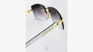 Custom Cartier White Buff glasses, with Gold Detail and Gradient Grey Diamond Cut Lens