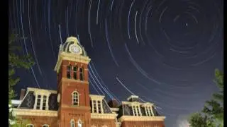 Star Trails over WVU Woodburn Hall on July 4, 2010