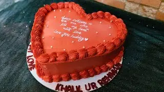 beautiful red heart shape cake decoration 😍😍 #birthdaycake #easydecoration