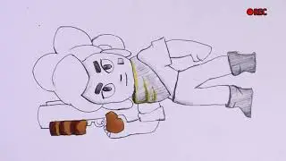 Pencil drawing of SHELLY⚡ FIGHTER from BRAWL STAR GAME