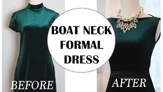 CONVERT MOCK NECK DRESS INTO A BOAT NECK DRESS