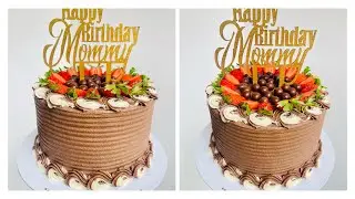 Chocolate birthday cake decorations with fresh strawberries 🍓 #trending #birthdaycake #viral #food 