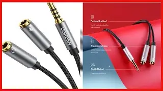 UGREEN Headphone Splitter TRRS Headset Adapter Y Splitter Cable Stereo Male to 2 Female Separate Mic