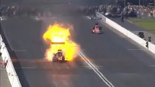 Spencer Massey big explosion - 2021 Nhra Top fuel dragsters at Bristol