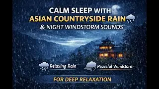 Calm Sleep with Asian Countryside Rain 🌧️ Night Windstorm Sounds