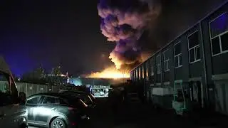 D.16.12.25, Stor lagerhal i brand,  T&aring;rnby. 
