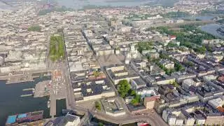 Helsinki, Finland. City center aerial view. Helsinki Cathedral. Senate square. Market Square, Aeria