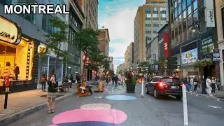 Walking Most Popular Street in Downtown Montreal, Quebec, Canada. September 2020