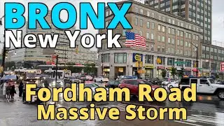 Heavy STORM walking in The Bronx NY Fordham Road In . New York Walking Tour.