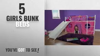 Top 10 Girls Bunk Beds [2018]: Eshion Girls Twin Bunk Loft Bed with Fun Slide and Princess Castle
