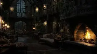 Night Rain Echoing Through a Historic Castle 🏰 Warm Hearth Sounds for Peaceful Dreams