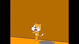 Scratch Cat got hit by a ball Explanation: Someone turned the box, Scratch cat falls in the hole.