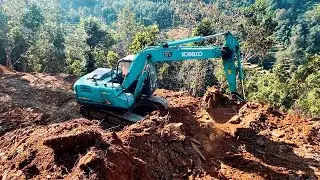 Mountain Road Building With Excavator | Tight Cliff Edge, No Room For Error