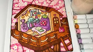 Cozy Corner by Coco Wyo | Relaxing ASMR | Ohuhu Markers #adultcoloring #asmr #cocowyo