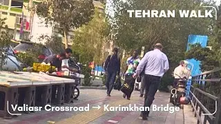 Walking in Tehran | From Valiasr Crossroad to Karimkhan Bridge | Late Summer 