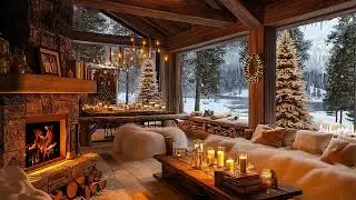 Winter Storm Escape for Sleep | Cozy Cabin & Snowy Night Ambience for Relaxation