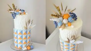 Geometric Optical Illusion Cake | Fondant Transfer | Fondant Pumpkins | Fall Cake Ideas