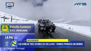 Colisi&oacute;n m&uacute;ltiple deja un herido en la carretera La Paz-Yungas; nevada oblig&oacute; a cerrar la v&iacute;a