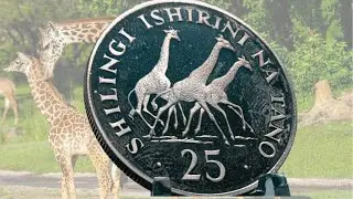 1974 Tanzania 25 Shilingi Giraffes Silver Proof Coin
