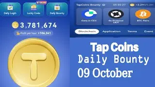 Tapcoin Daily Bounty 09 October| tap coin daily bounty today | tap coin daily bounty.