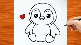 How to Draw a Cute Baby Penguin | Easy Penguin Drawing for Kids